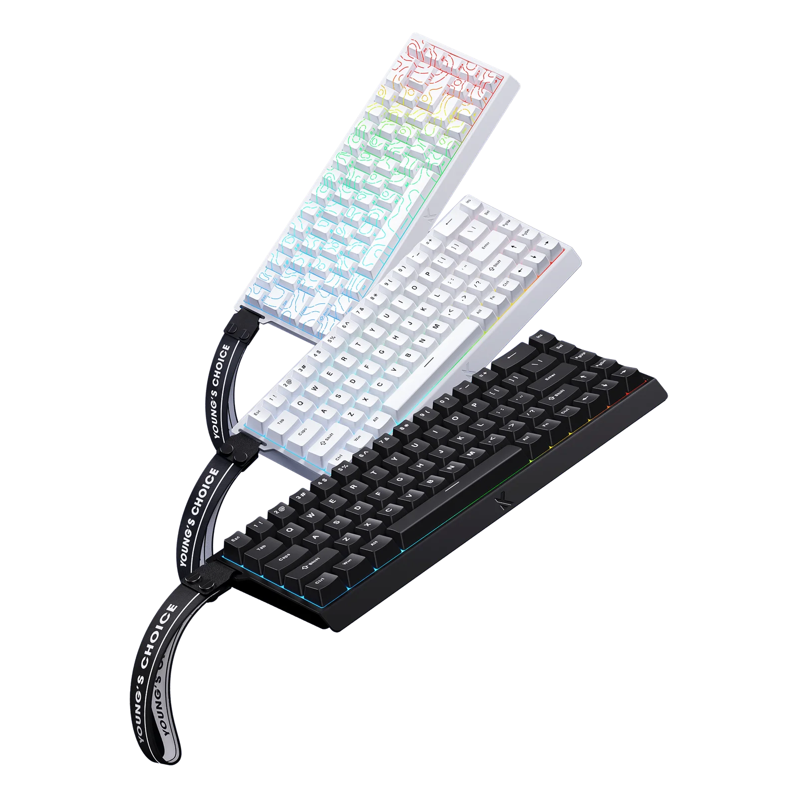 MCHOSE Ace 68 HE Magnetic Switch Gaming Keyboard – White Topographic — thumbnail 3