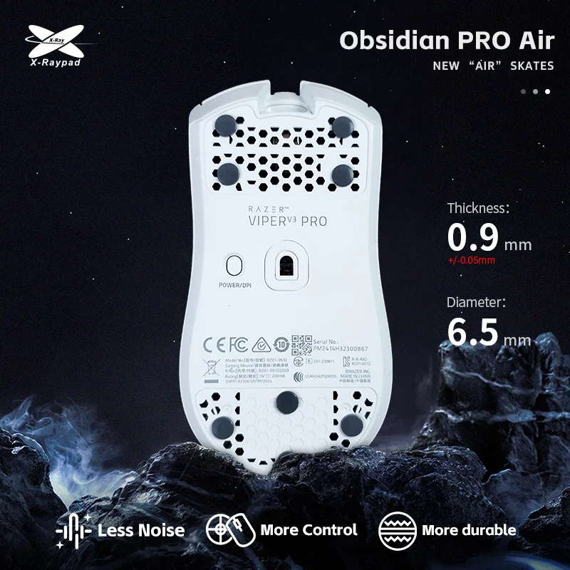 X-Raypad Obsidian PRO Air U-PE Universal D6.5mm Dot Mouse Skates – Durable. Quiet. Control — thumbnail 2